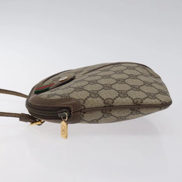 GUCCI GG Supreme Web Sherry Line Bag PVC Beige Gold - Picture 5 of 16